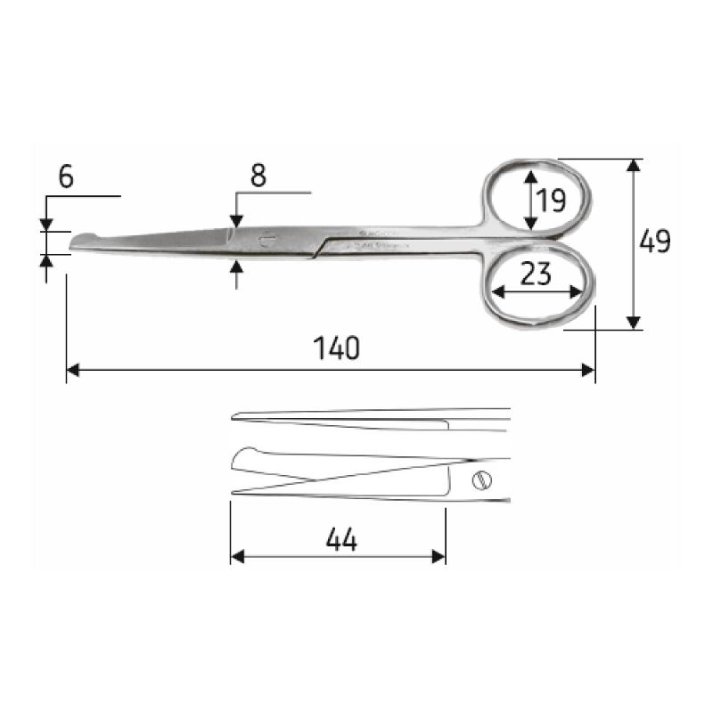 Ножиці J-22-049. Ґудзикові, 14 cм, гострий/тупий, прямі.